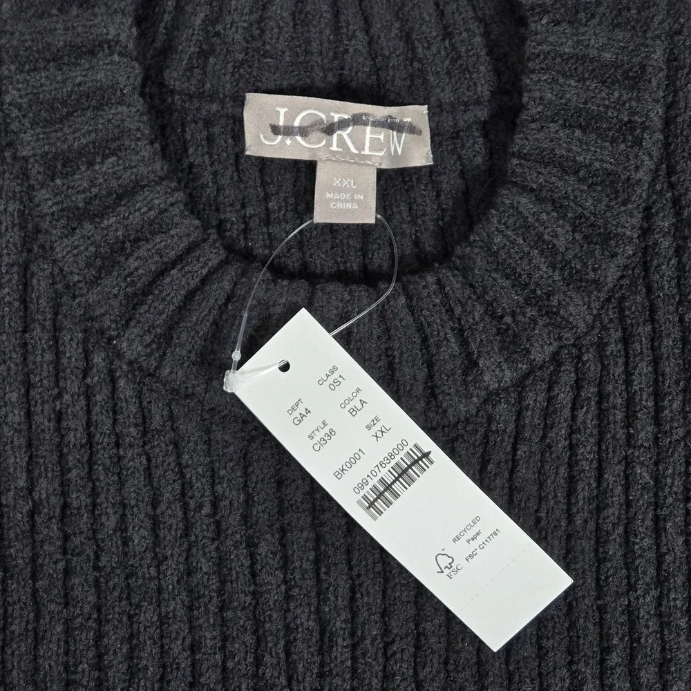 J Crew Ribbed Long‎ Sleeve Sweater Dress Black XXL